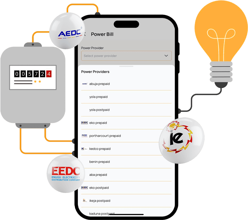 A phone showing AirtimeFlip electricity bill payment service