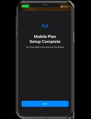 3. Upon completion of the activation process, the eSIM is ready to use