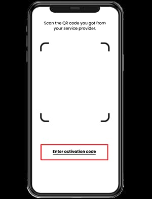 2. Tap on “Enter activation code”