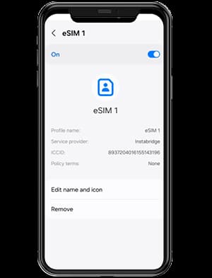 4. Follow the instructions and ensure the eSIM switch is turned on to activate the eSIM