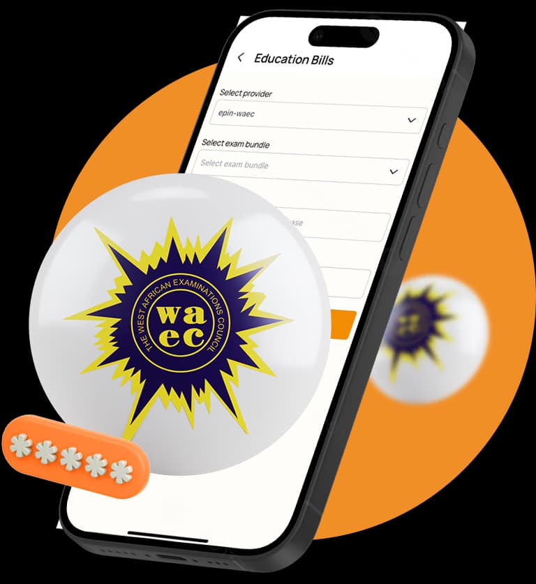 A phone showing AirtimeFlip WAEC PIN purchase service