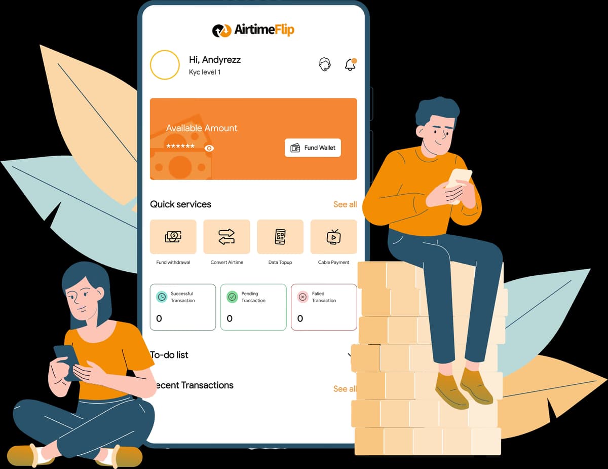 AirtimeFlip account dashboard on mobile