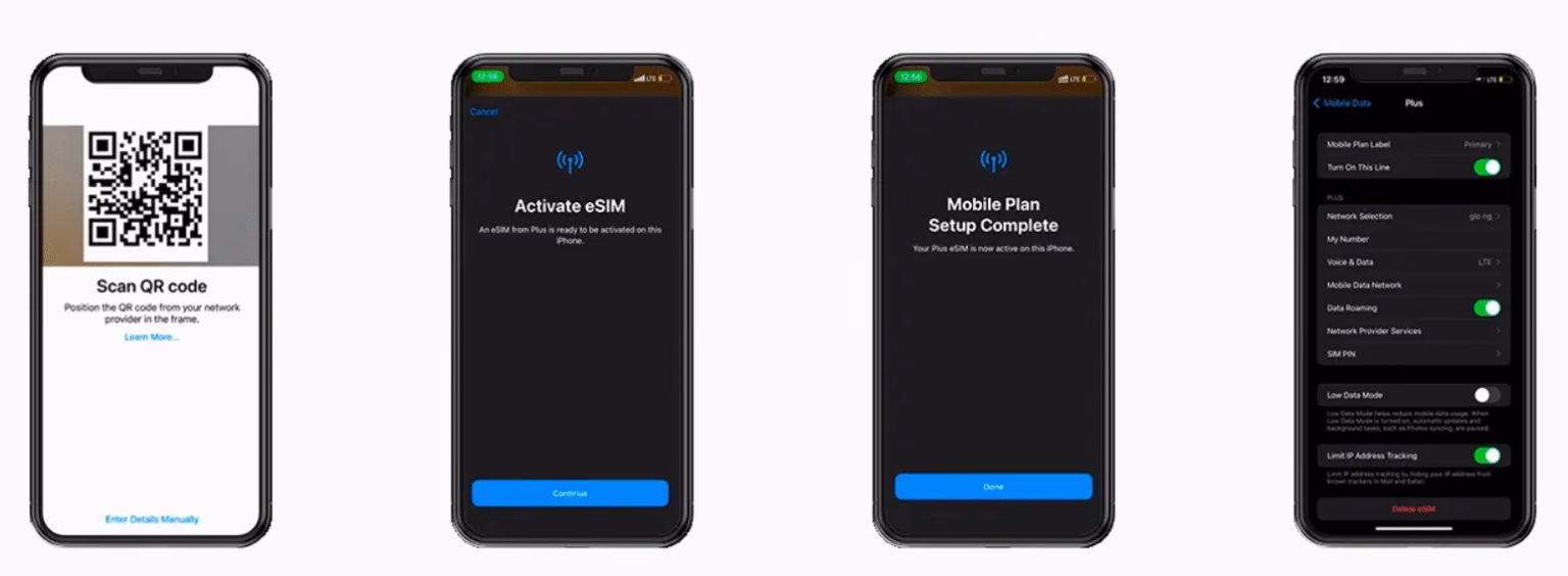 Activate eSIM - scan QR code or enter details manually