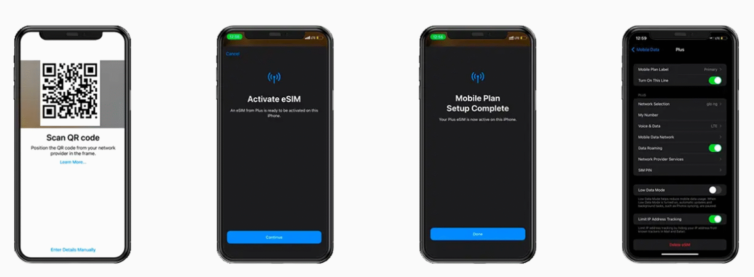 Activate eSIM - scan QR code or enter details manually