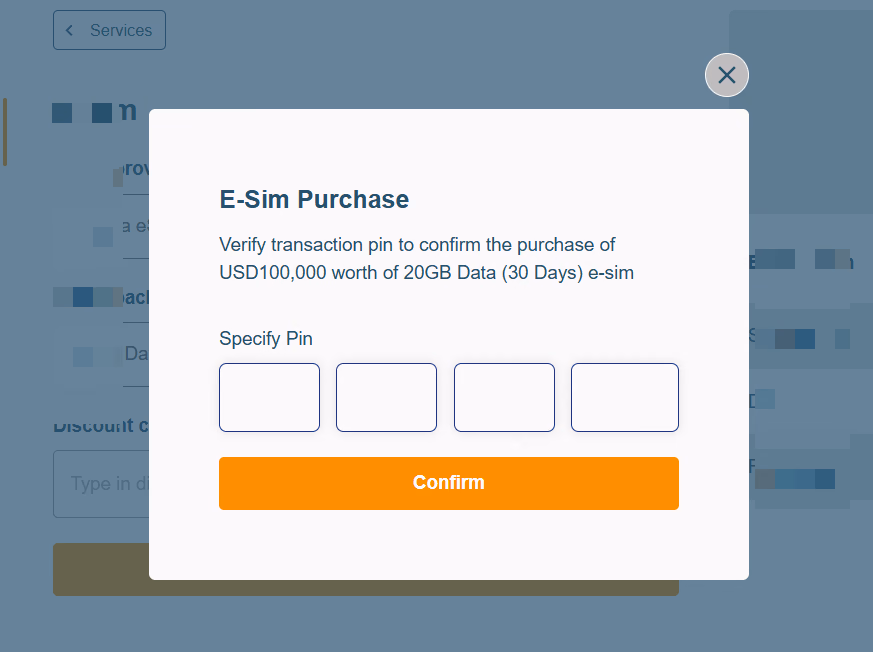 Confirm eSim purchase
