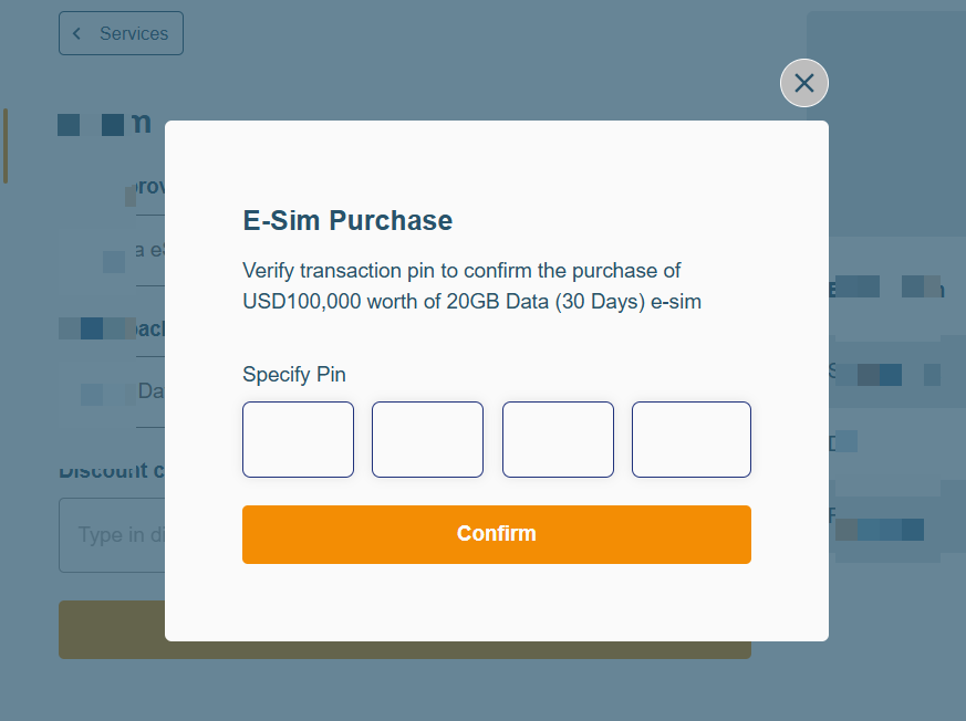 Confirm eSim purchase