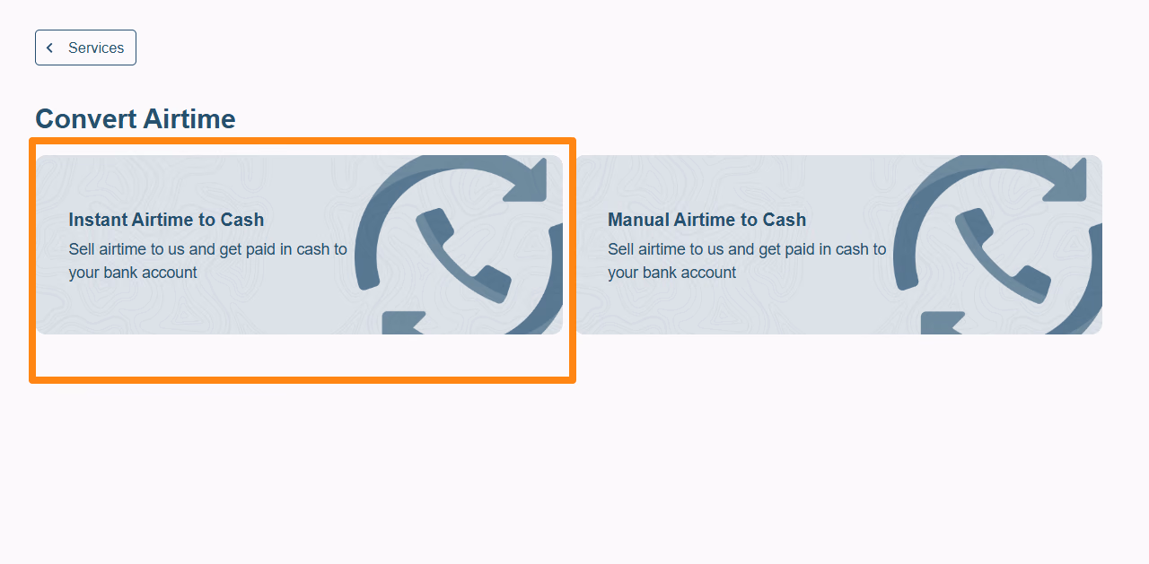 Convert airtime options page