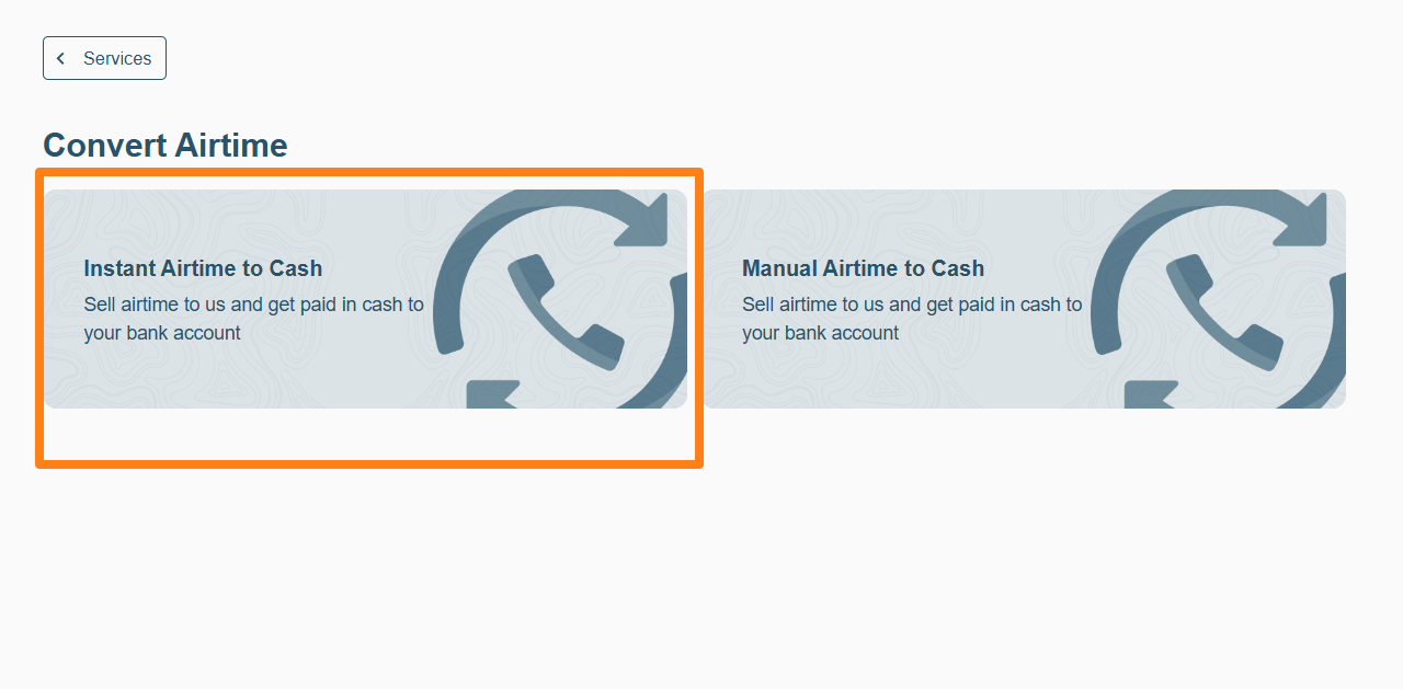 Convert airtime options page