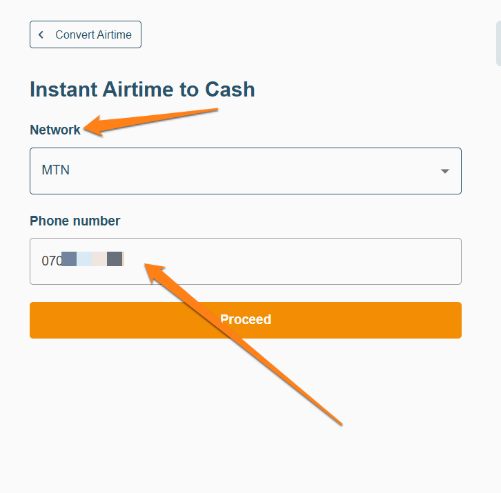 Instant convert airtime page