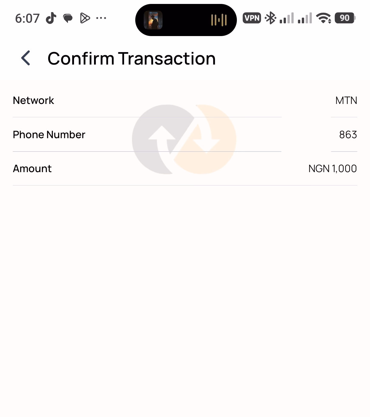 AirtimeFlip mobile confirm airtime purchase