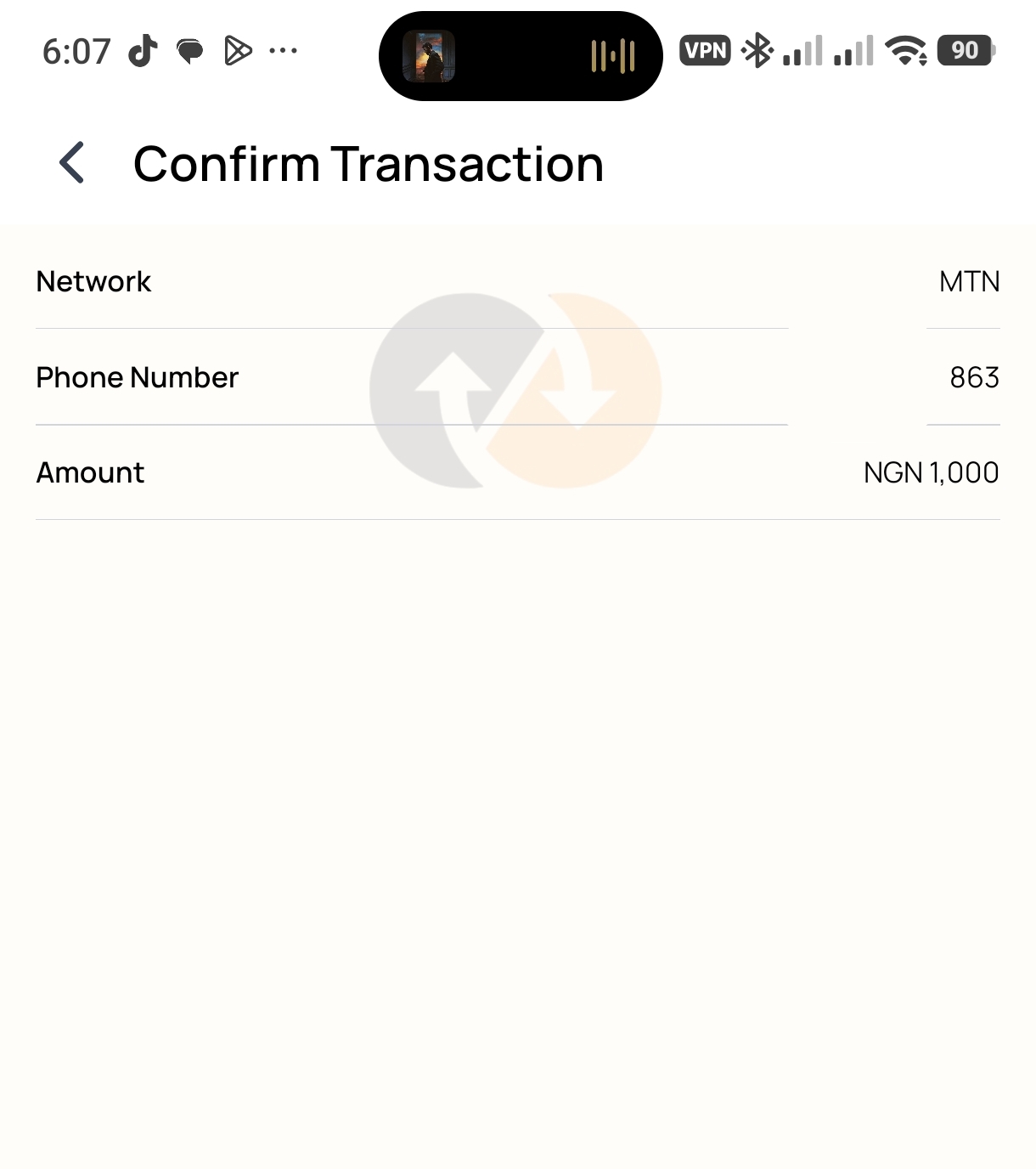 AirtimeFlip mobile confirm airtime purchase