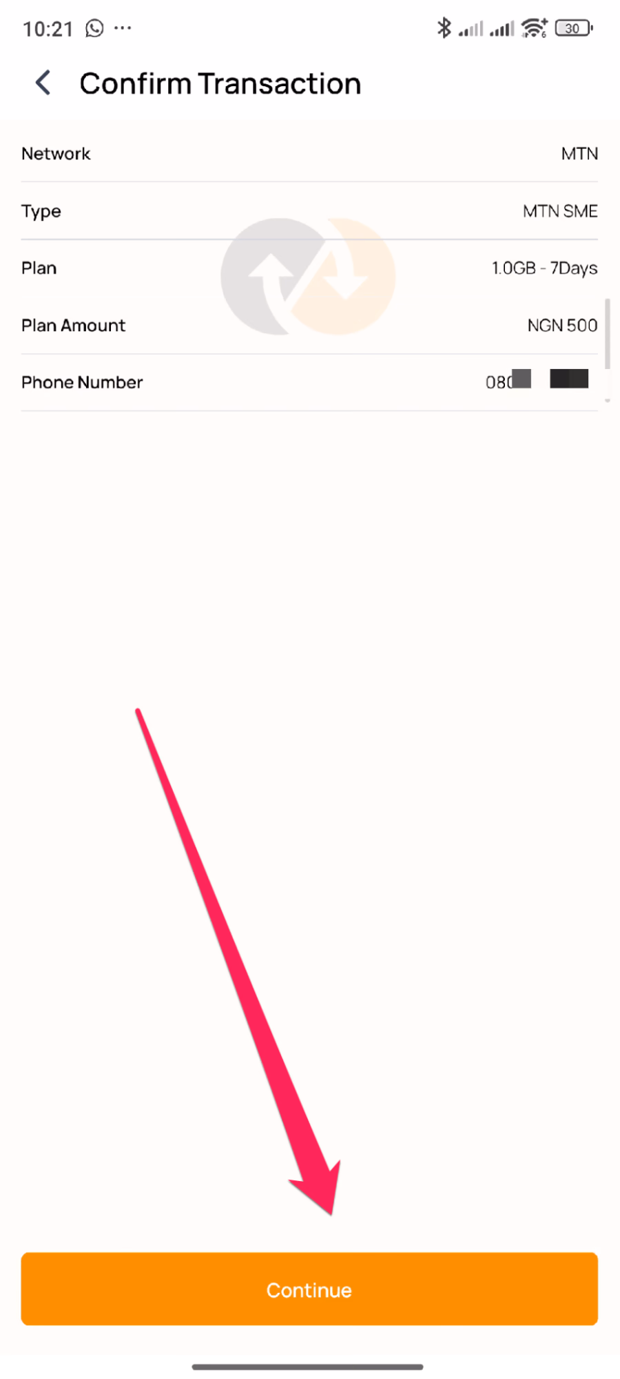 AirtimeFlip mobile confirm data purchase