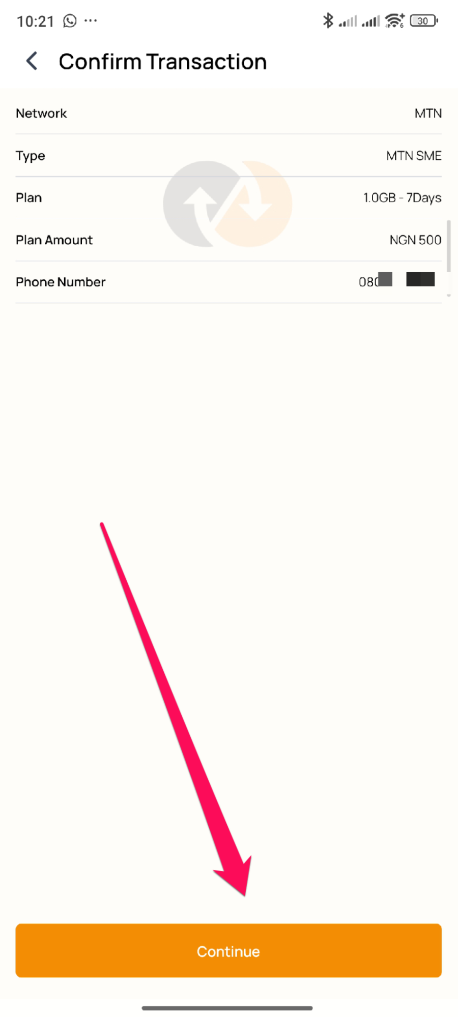 AirtimeFlip mobile confirm data purchase