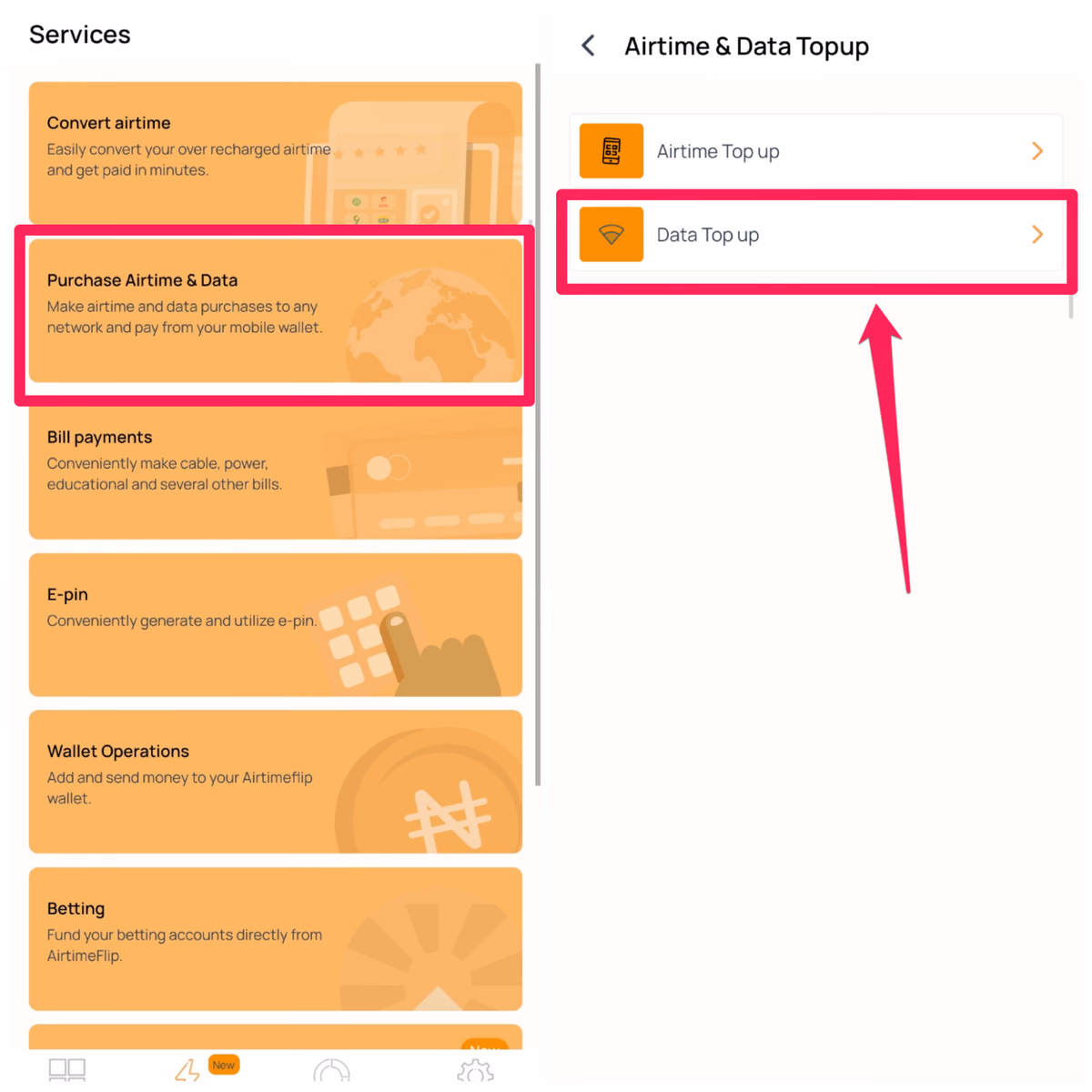 AirtimeFlip mobile select data purchase