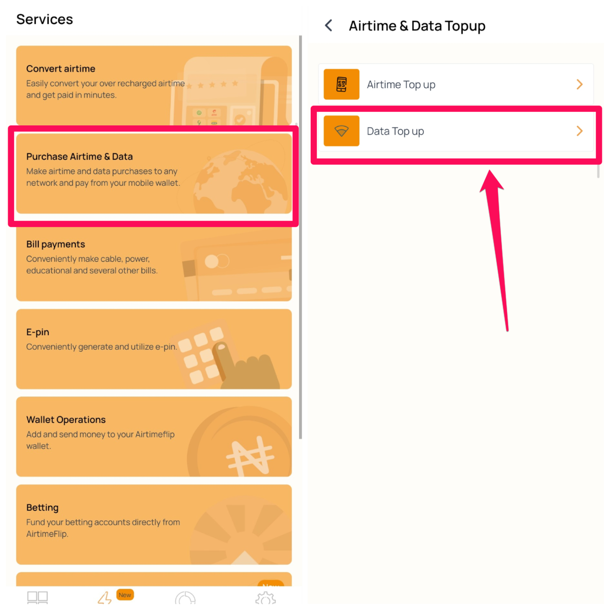 AirtimeFlip mobile select data purchase
