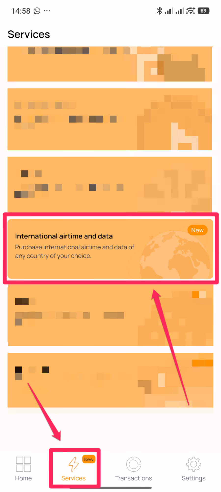 Mobile - select international airtime and data