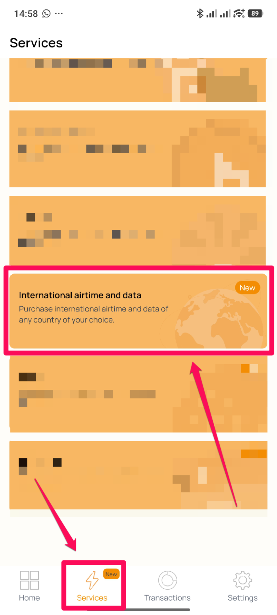 Mobile - select international airtime and data