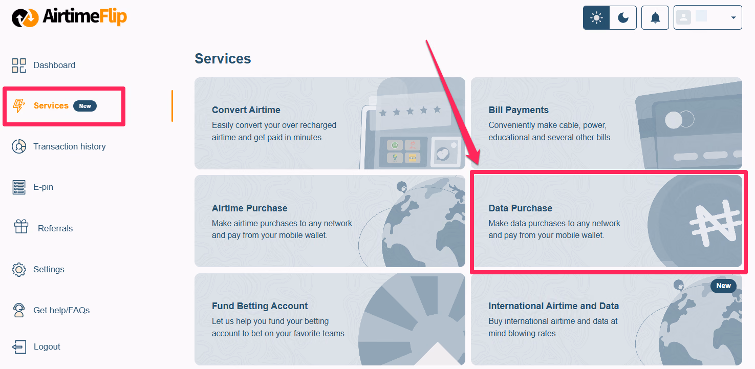 Select data purchase - services page
