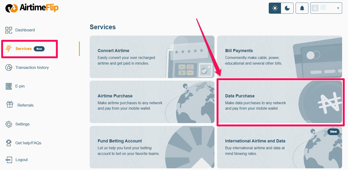 Select data purchase - services page